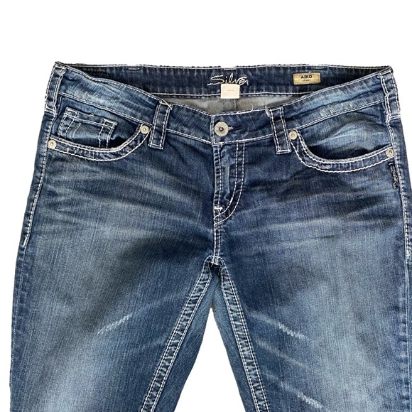 Silver Jeans Denim - Silver Jeans Aiko Skinny White Stitch Dark Denim Y2K Jean Pants Women’s 34W 31L